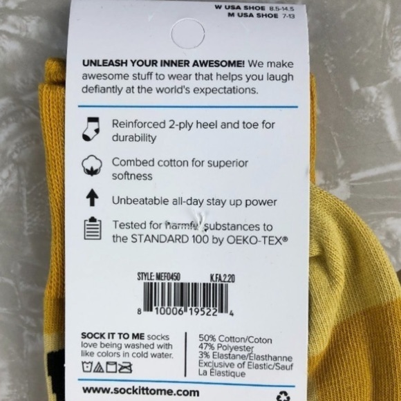 Sock It To Me NWT Yellow Beer Brew Master Crew Socks Novelty Beer Crawl Brewery - Picture 5 of 12